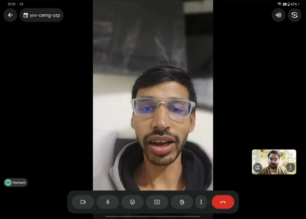 Live one-to-one coaching session with Hemant